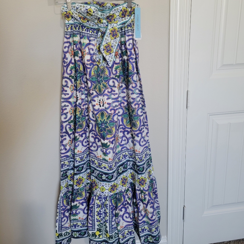 ANTONIO MELANI Multicolor A-Line Skirt With Belt